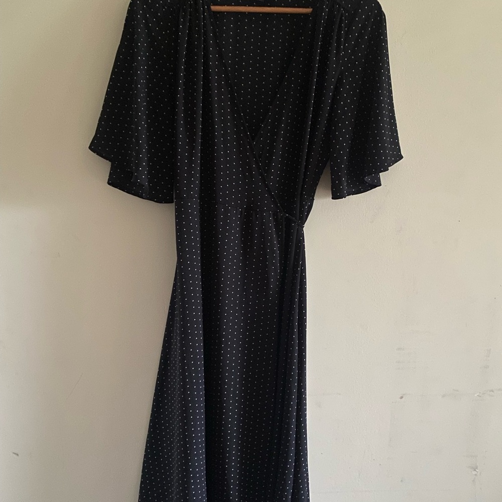 Lulus Farah Black Print Midi Wrap Dres - Picture 5 of 8